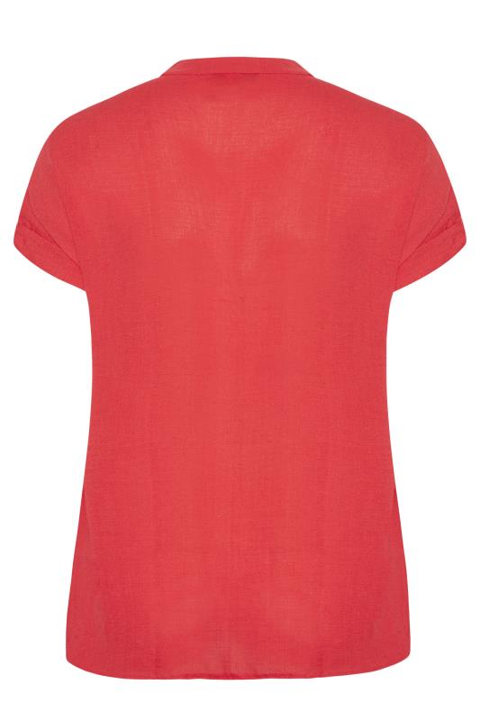 Plus Size Red Button Placket Shirt | Yours Clothing 7