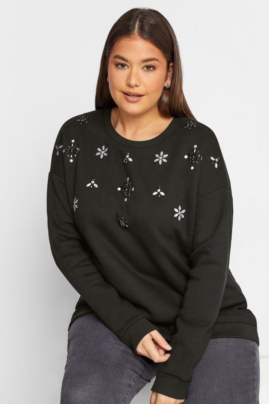 LTS Tall Women's Black Embellished Sweatshirt | Long Tall Sally 4