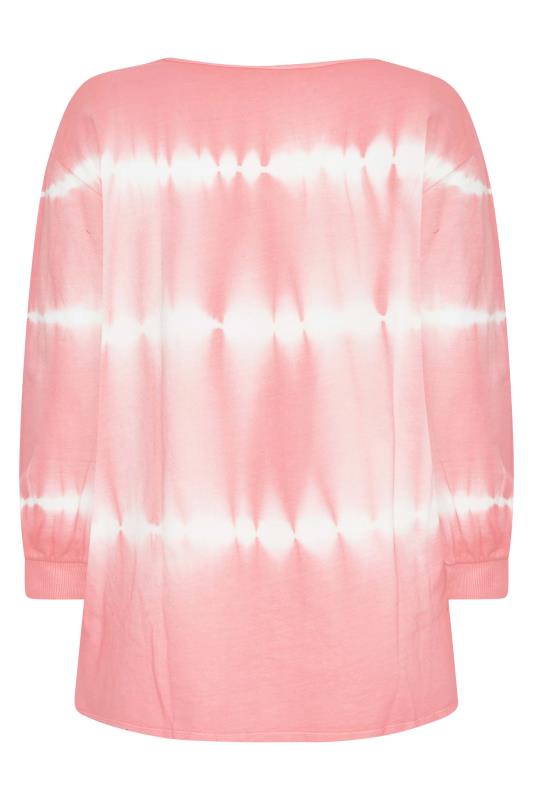 Plus Size Pink Tie Dye Balloon Sleeve Sweatshirt | Yours Clothing  6