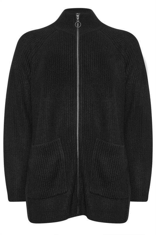YOURS Plus Size Black Zip Through Cardigan | Yours Clothing 5