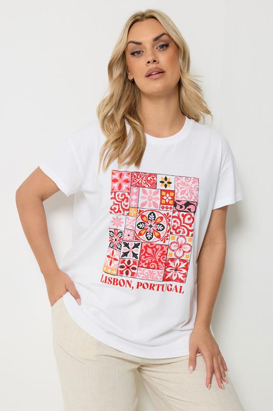  YOURS camiseta blanca con gráfico «Lisbon Portugal»