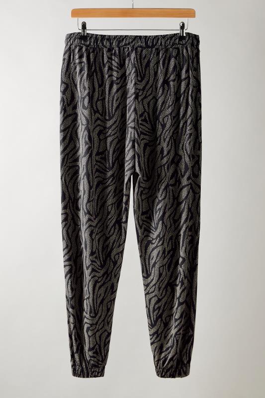 EVANS Plus Size Black Animal Markings Jersey Tapered Trousers | Evans 6