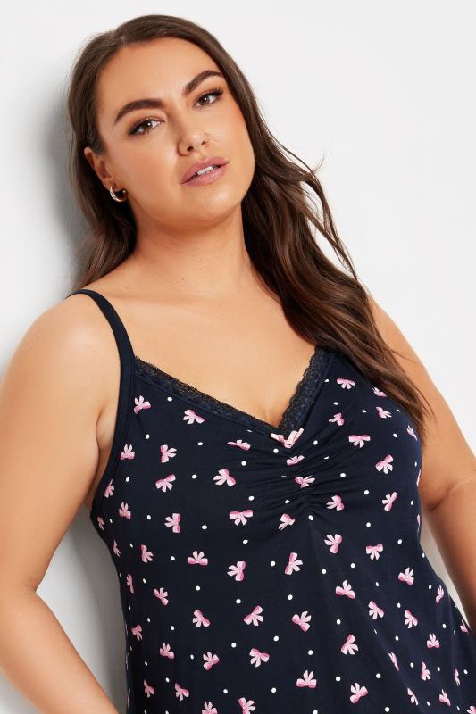 YOURS Plus Size Black Bow Print Midaxi Chemise Nightdress | Yours Clothing  4