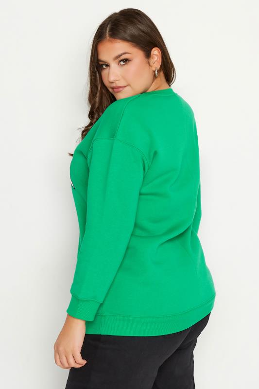 Plus Size Green 'USA' Slogan Sweatshirt | Yours Clothing 3