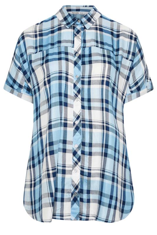 YOURS Plus Size Blue Check Print Shirt | Yours Clothing 6