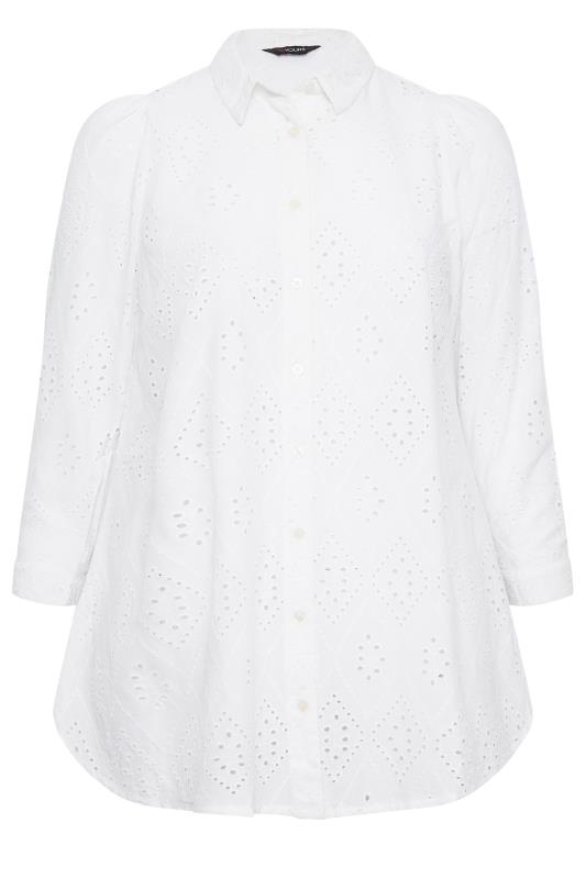 YOURS Plus Size White Broderie Anglaise Shirt | Yours Clothing 7