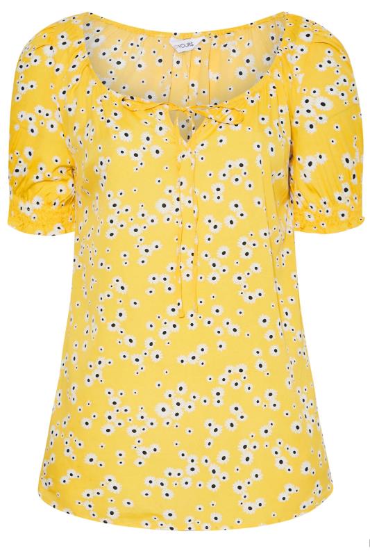 Plus Size Yellow Floral Gyspy Top | Yours Clothing 6