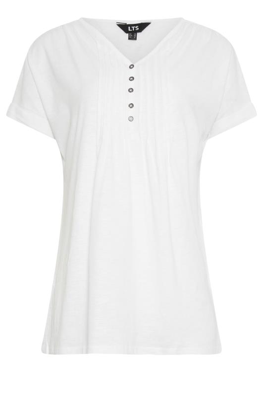Tall  LTS Tall Ivory White Cotton Henley T-Shirt