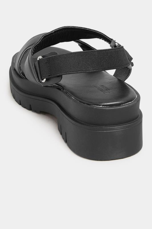 PixieGirl Black Double Strap Chunky Sandals In Standard D Fit 4