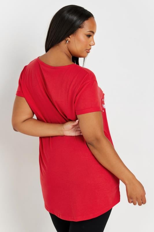 YOURS Plus Size Red 'Feeling Frosty' Christmas T-Shirt | Yours Clothing  5