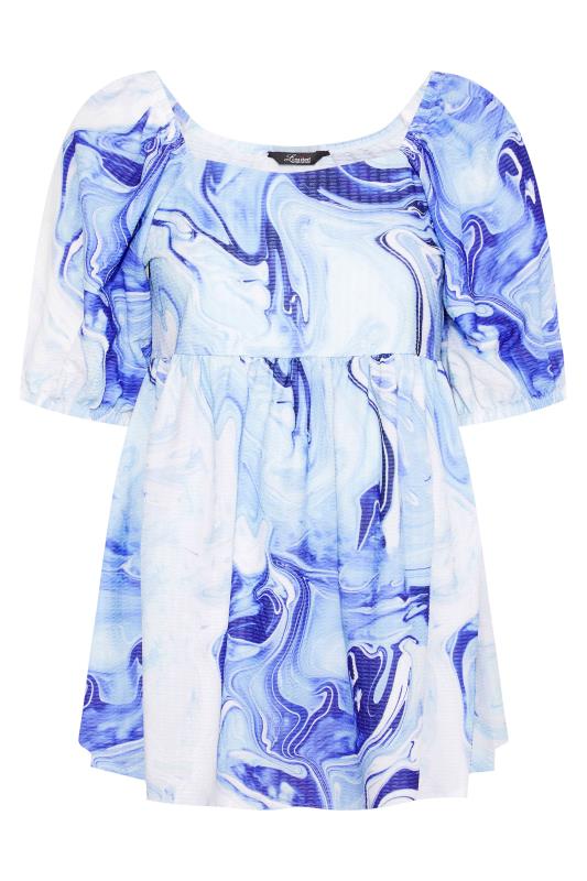 LIMITED COLLECTION Curve Blue Marble Print Milkmaid Top 6