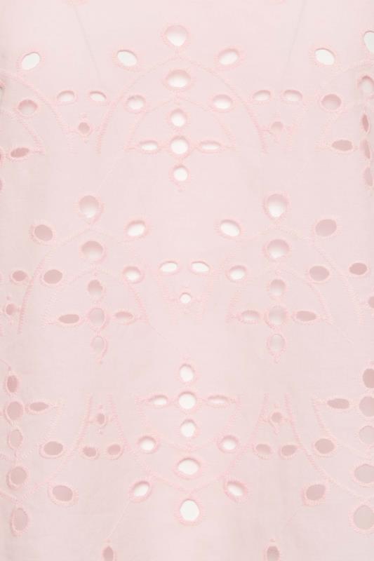Petite Light Pink Broderie Short Sleeve Top | PixieGirl  6