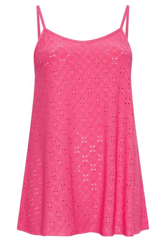 Plus Size  LIMITED COLLECTION Curve Pink Broderie Anglaise Cami Vest Top
