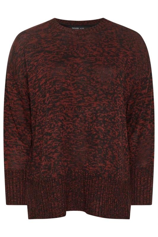 YOURS Curve Rust Orange & Black Twist Knit Jumper | Yours Clothing 6