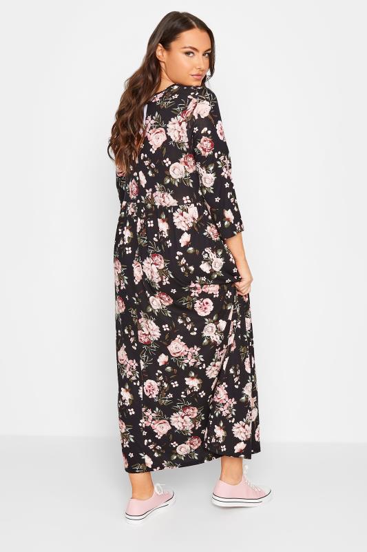 Plus Size Black Floral Print Midi Dress | Yours Clothing 3