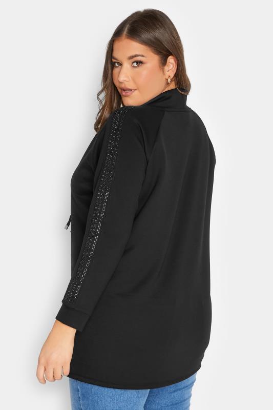 Curve Black Raglan Sequin Sleeve Sweatshirt | Yours Clothing  3