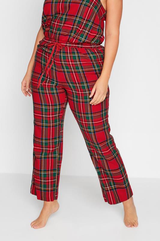 LIMITED COLLECTION Curve Red Tartan Check Pyjama Bottoms 1