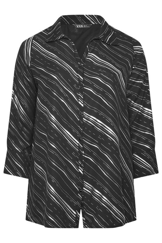 YOURS Plus Size Black Foil Print Oversized Shirt | Yours Clothing 6
