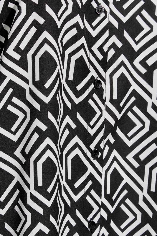 Plus Size Black Geometric Print Cold Shoulder Shirt | Yours Clothing 5