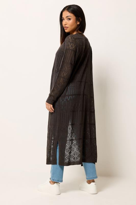 M&Co Petite Chocolate Brown Pointelle Longline Cardigan | M&Co 2