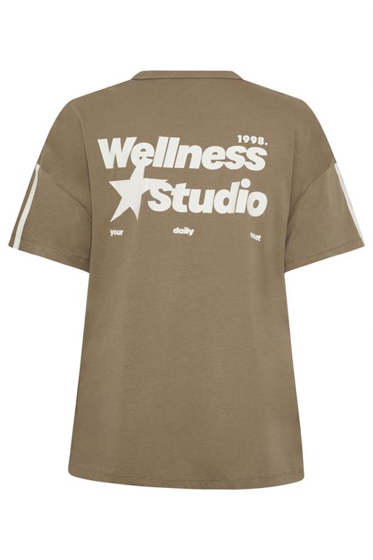 YOURS ACTIVE Plus Size Brown 'Wellness Studio' T-Shirt | Yours Clothing 8