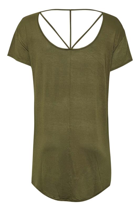 LIMITED COLLECTION Plus Size Khaki Green Cut Out Back T-Shirt 7