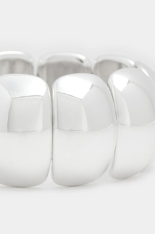 Silver Tone Statement Bead Stretch Bracelet | Yours Clothing 2