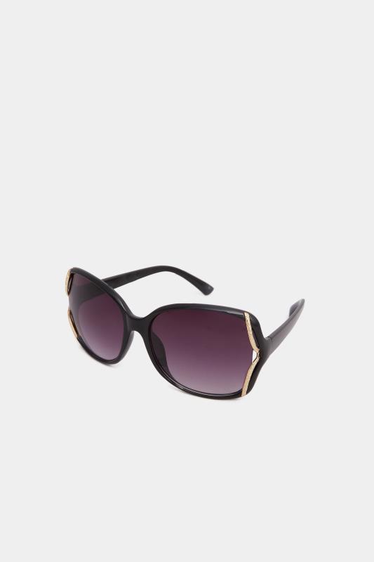 Black Oversized Gold Detail Sunglasses 1