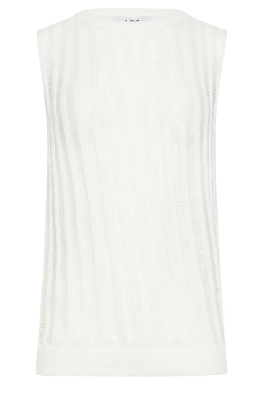 LTS Tall Women's Ivory White Crochet Vest Top | Long Tall Sally 6