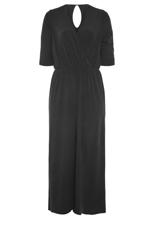 LIMITED COLLECTION Black Ribbed Wrap Jumpsuit_F.jpg