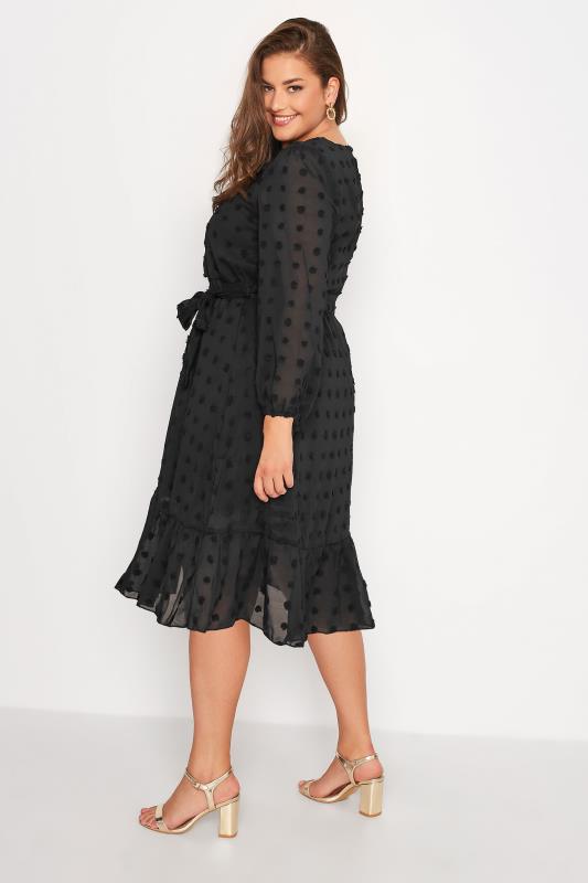Plus Size YOURS LONDON Black Dobby Puff Sleeve Dress | Yours Clothing 3
