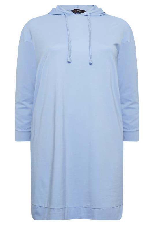 YOURS Plus Size Curve Baby Blue Pocket Hoodie Dress | Yours Clothing  6