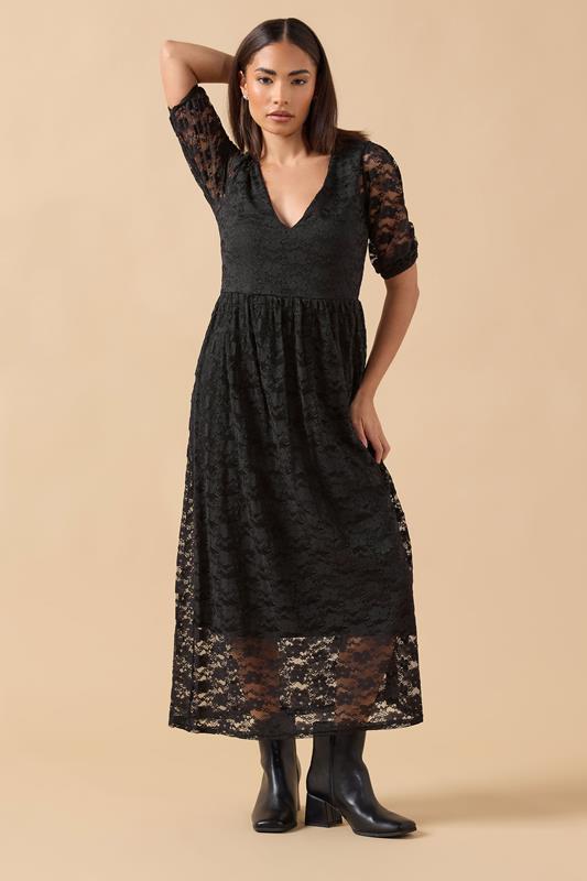 PixieGirl Petite Women's Black Lace Midi Tea Dress | PixieGirl 1