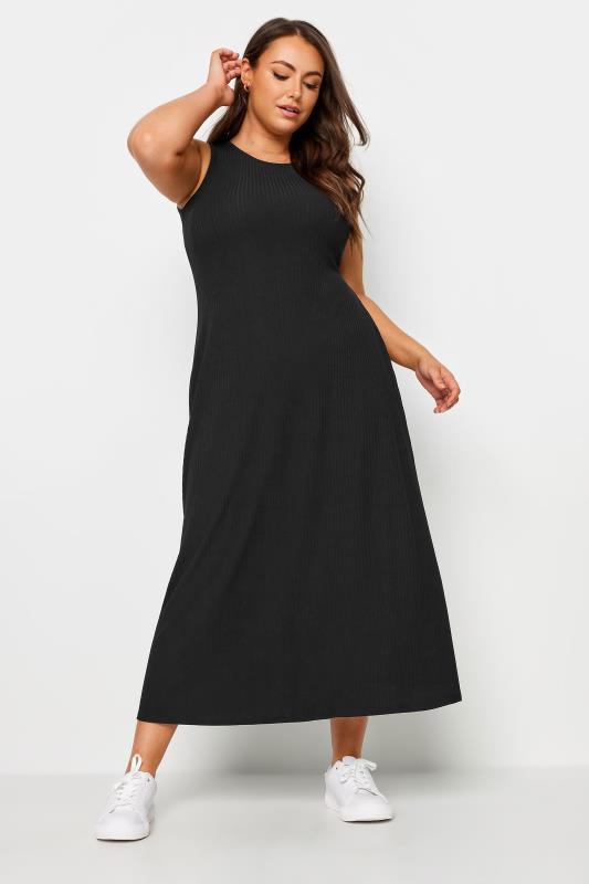 YOURS Plus Size Black Sleeveless Swing Maxi Dress | Yours Clothing 2