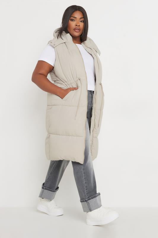 Plus Size  YOURS Curve Ivory Drawcord Panelled Gilet