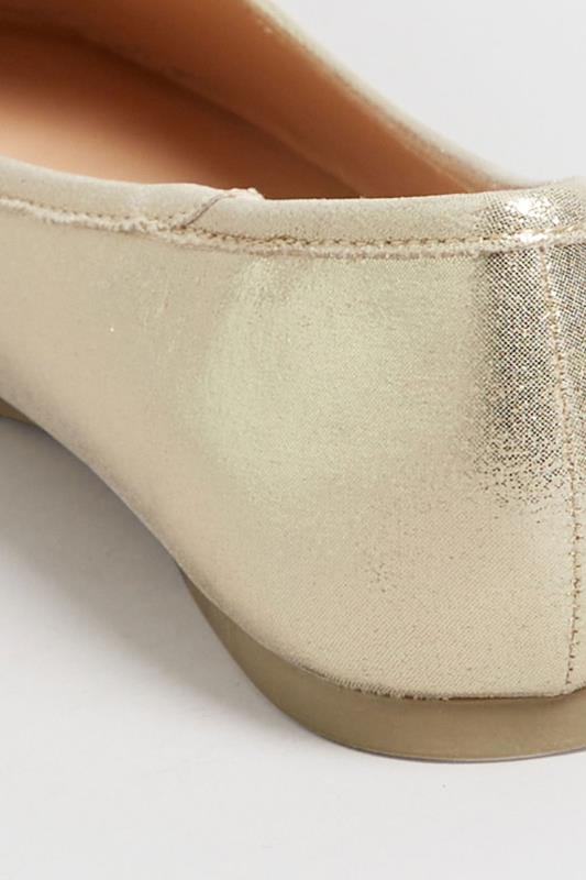 Gold Shimmer Ballet Pump In Wide E Fit & Extra Wide EEE Fit  | Yours Clothing  4