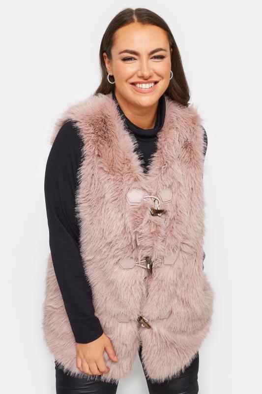  Grande Taille YOURS Curve Pink Faux Fur Gilet