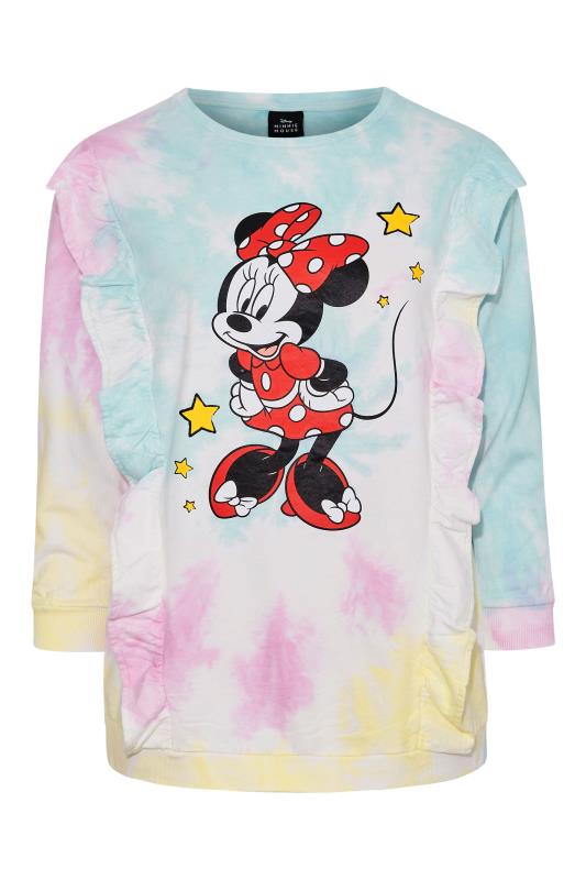 DISNEY Plus Size White Tie Dye Minnie Mouse Ruffle Sweatshirt | Yours Clothing 6