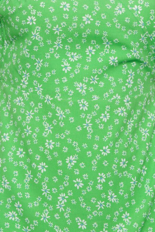 YOURS Plus Size Green Floral Print Wrap Top | Yours Clothing 5