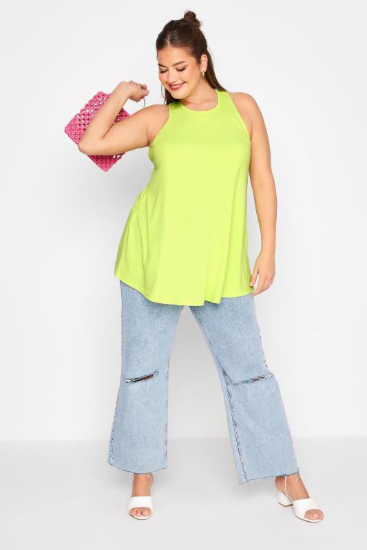 LIMITED COLLECTION Curve Lime Green Racer Back Swing Vest Top_B.jpg