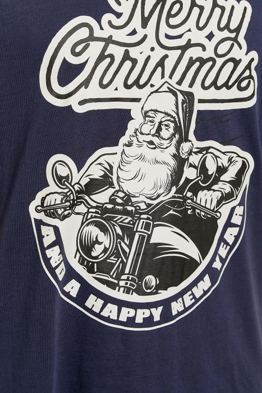 KAM Big & Tall Navy Blue Santa Biker Print T-Shirt 3