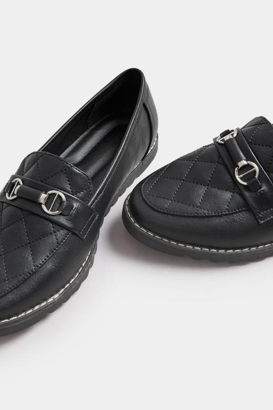 Black Quilted Loafer In Extra Wide EEE Fit | Yours Clothing 5