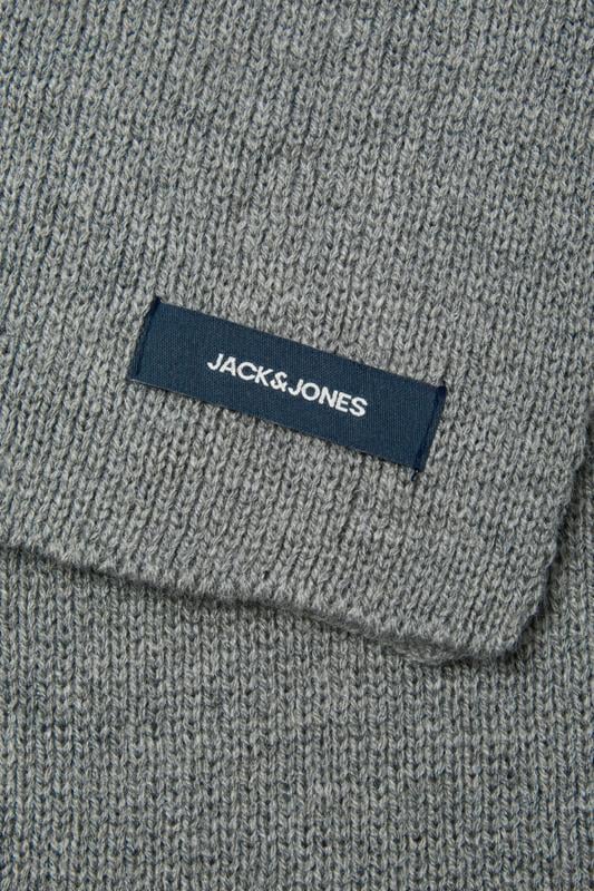 JACK & JONES Grey Melange Knitted Scarf | BadRhino 3