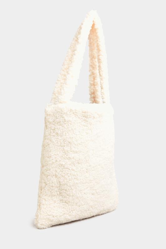 White Shearling Teddy Tote Bag | Yours Clothing 3