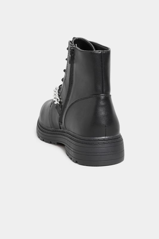 Black Chain Lace Up Boots In Wide E Fit & Extra Wide EEE Fit 4