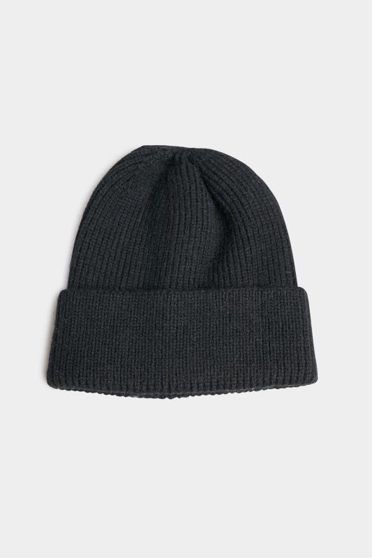 Plus Size  Black Knitted Soft Touch Beanie Hat