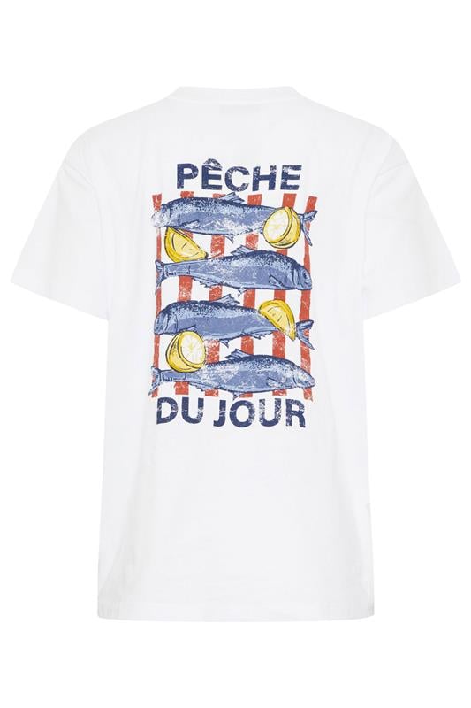 LTS Tall Women's White Sardine Graphic Cotton Oversized T-Shirt | Long Tall Sally 7