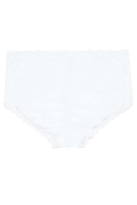 4 PACK White Lace Trim High Waisted Full Briefs  | Yours Clothing 5