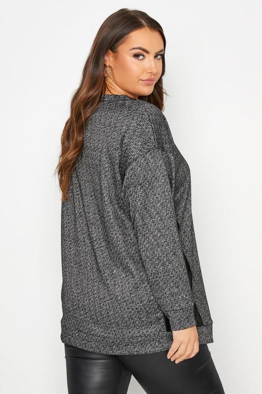 Curve Grey Faux Leather Detail Sweatshirt 3