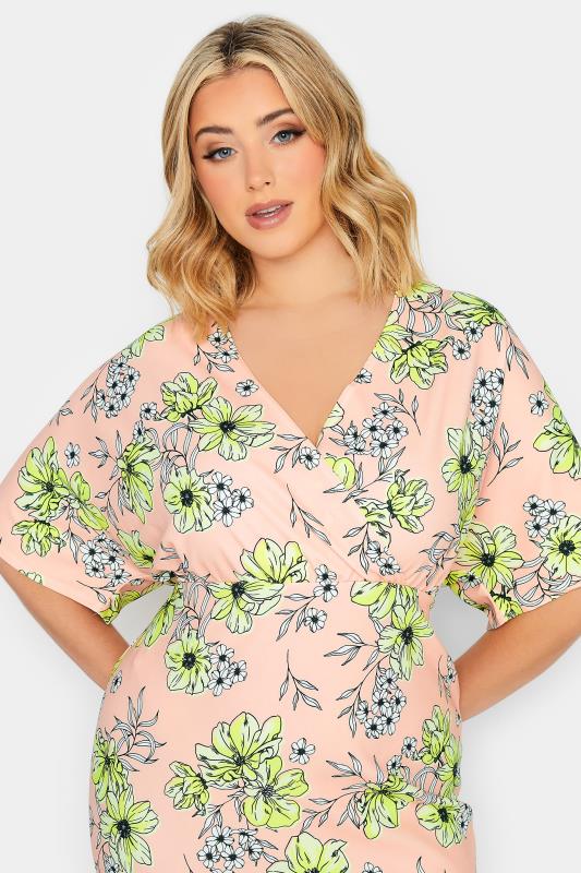 YOURS PETITE Plus Size Blush Pink Floral Print Wrap Dress | Yours Clothing 4